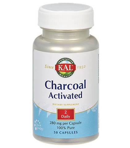 Charcoal Activated 280 mg, KAL (50 Capsules) - Click Image to Close